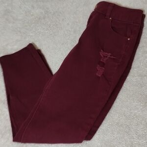 Refuge Size 4 Pre-Distressed Burgundy Skinny Jeans